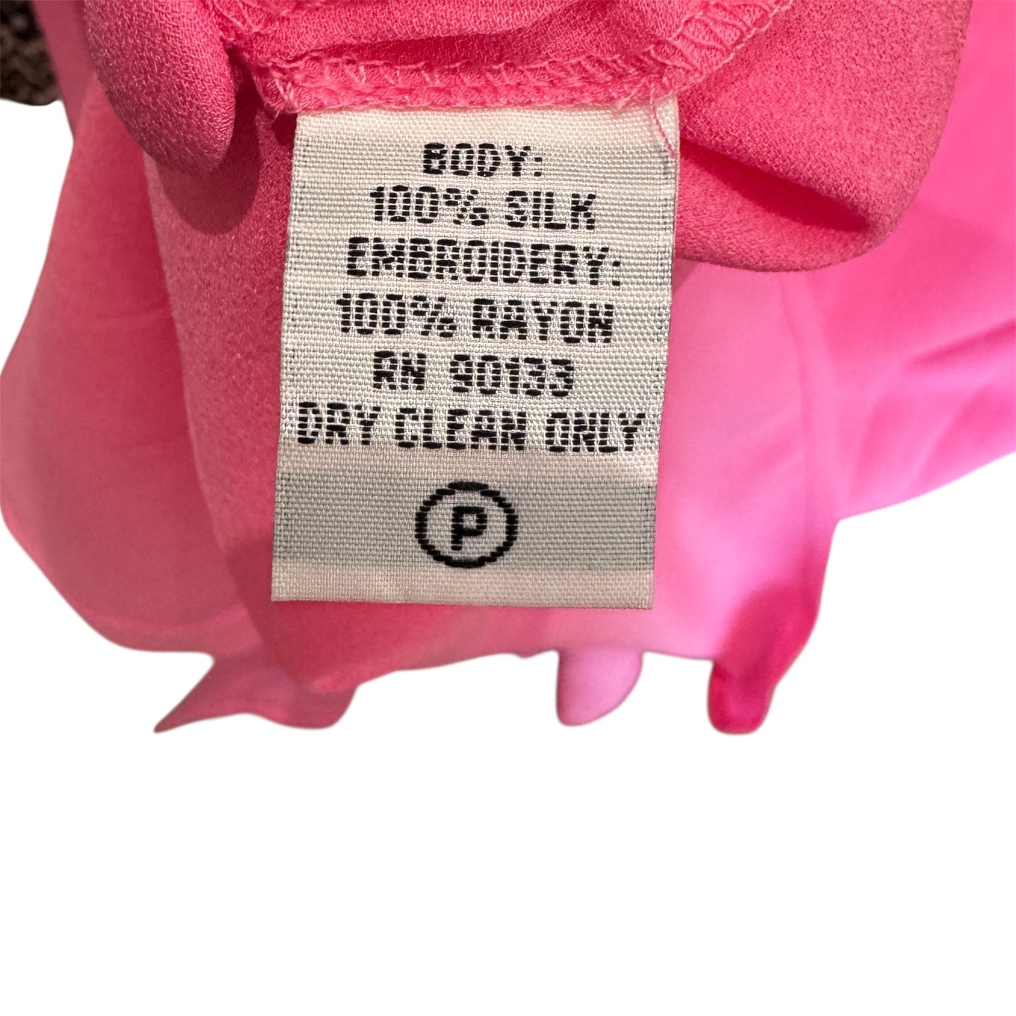 Bob Mackie Wearable Art Pink Silk Button Down Size M