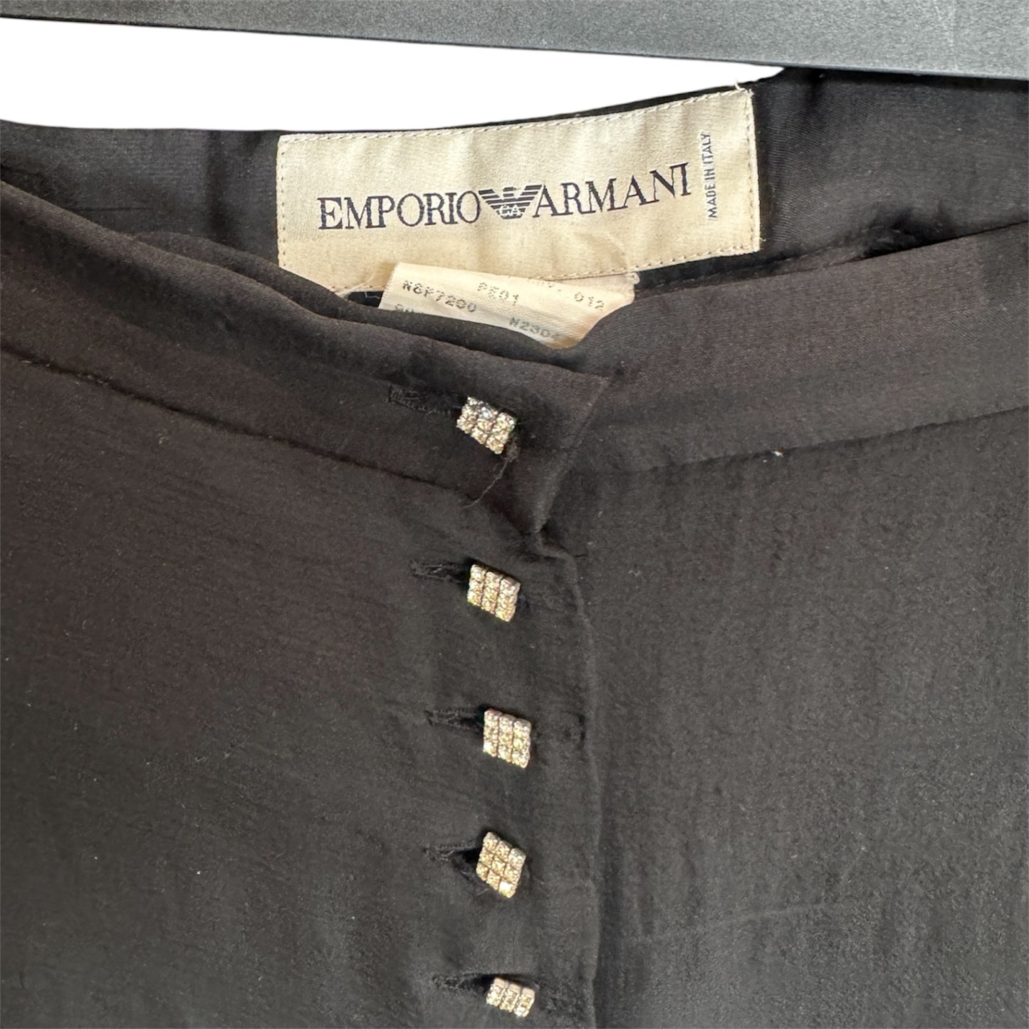 Emporio Armani Silk Blend Black Pant with Jeweled Buttons size 38