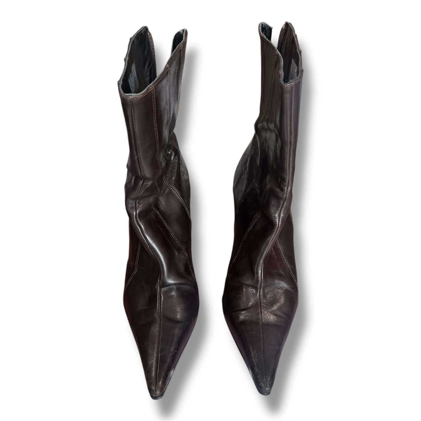 Karen Millen Brown Leather Heeled Ankle Boots
