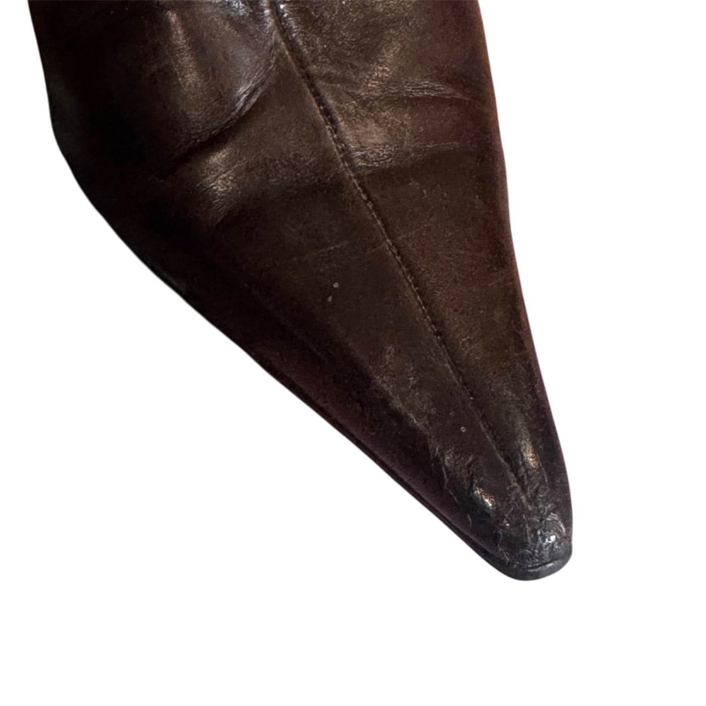 Karen Millen Brown Leather Heeled Ankle Boots