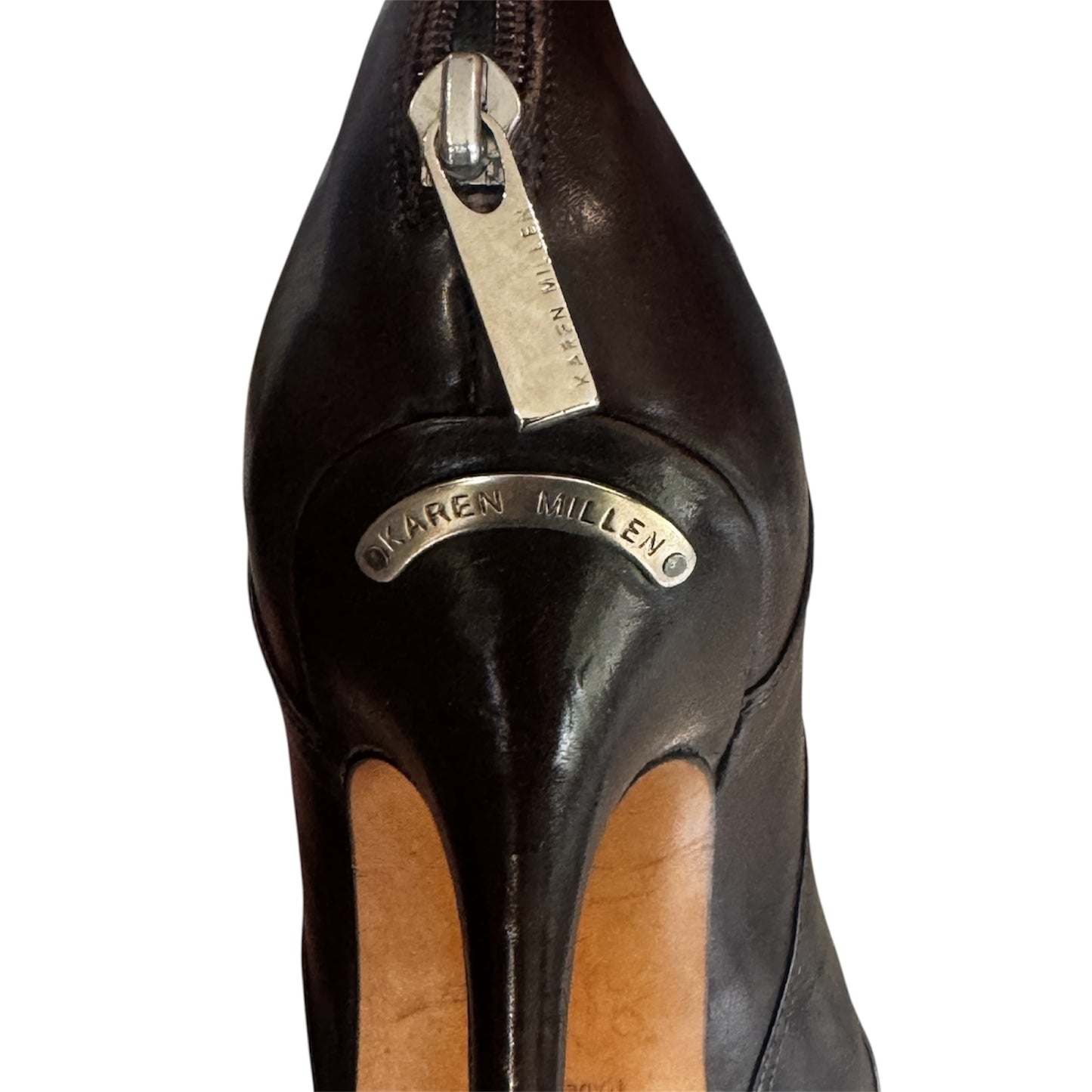 Karen Millen Brown Leather Heeled Ankle Boots