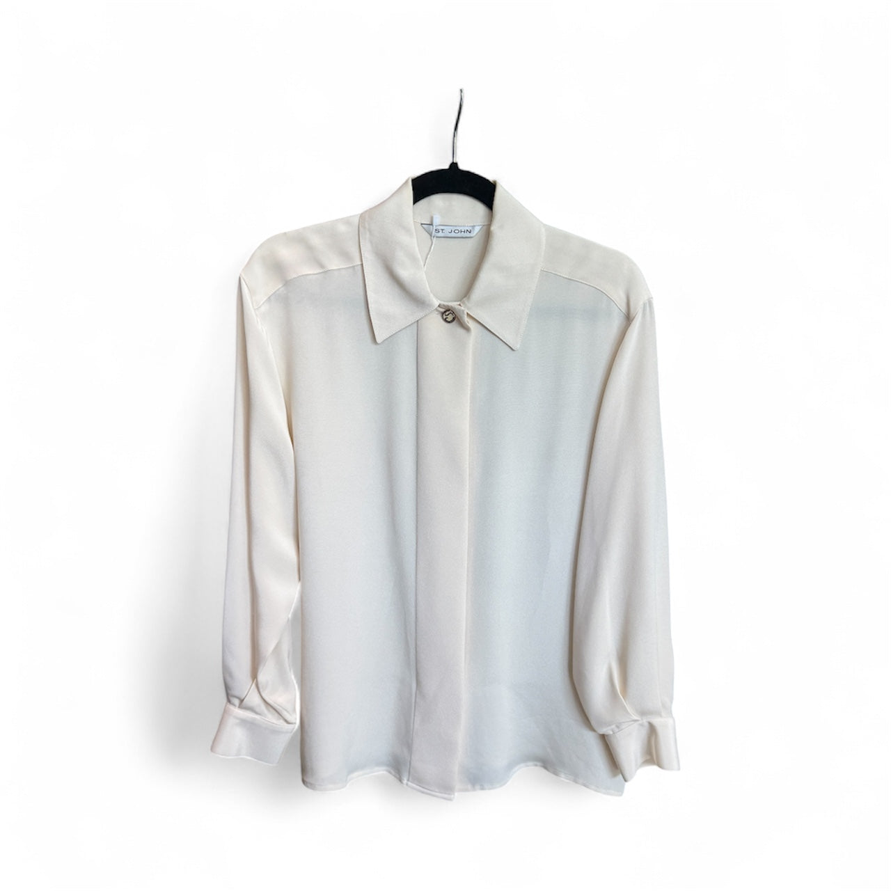 St. John Creme Silk Crepe Blouse Size 6