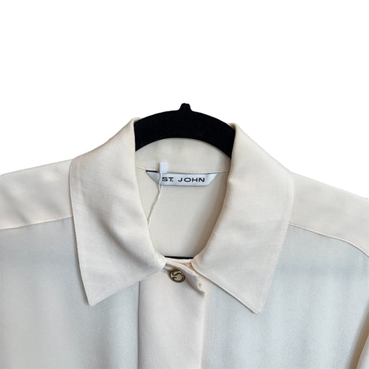 St. John Creme Silk Crepe Blouse Size 6