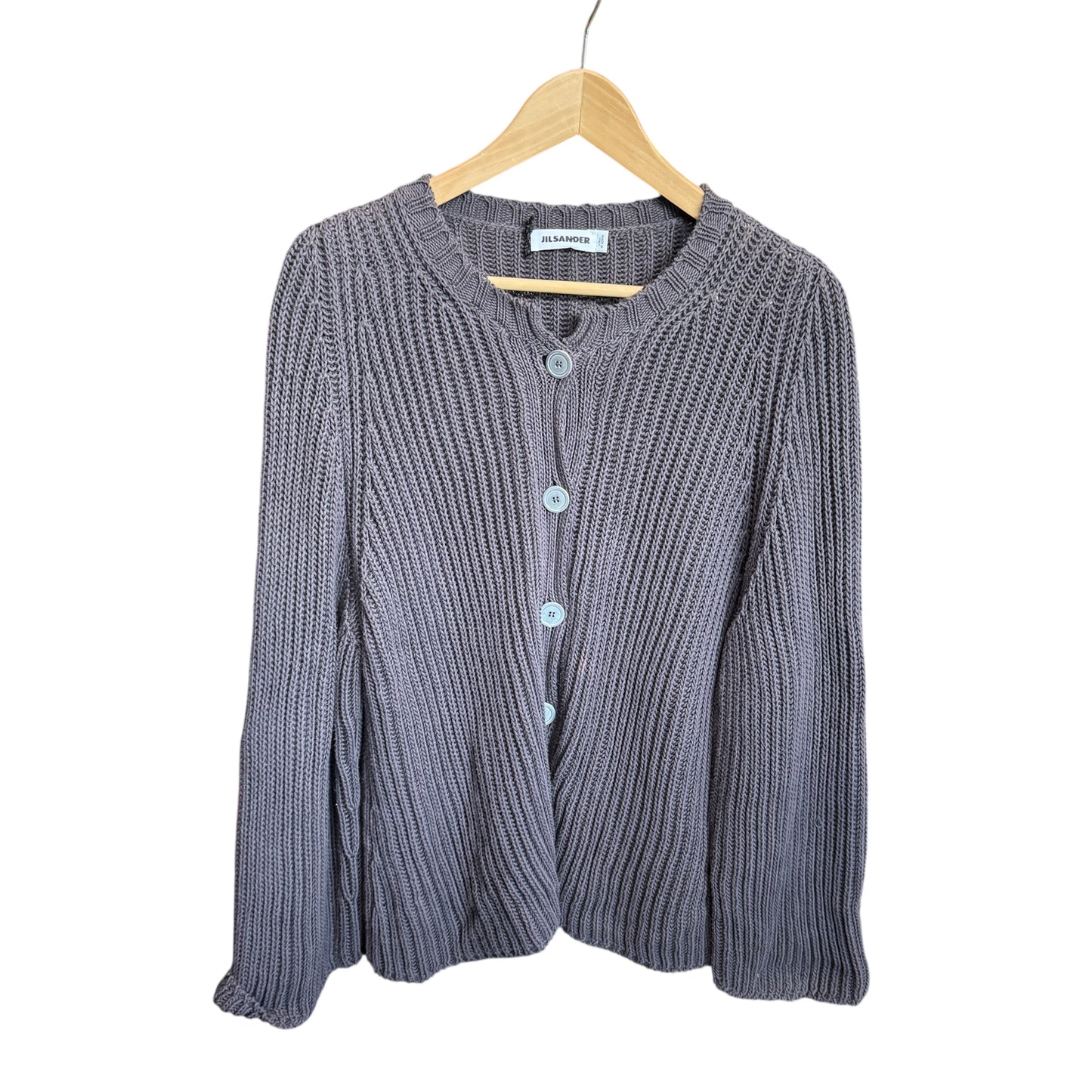 Jil Sander Rib Knit Cardigan in Grey Size 42