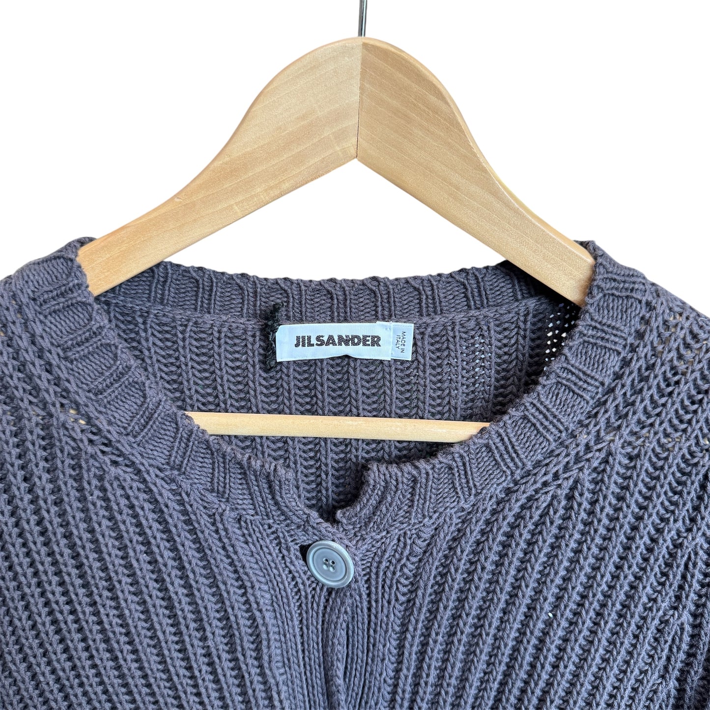 Jil Sander Rib Knit Cardigan in Grey Size 42