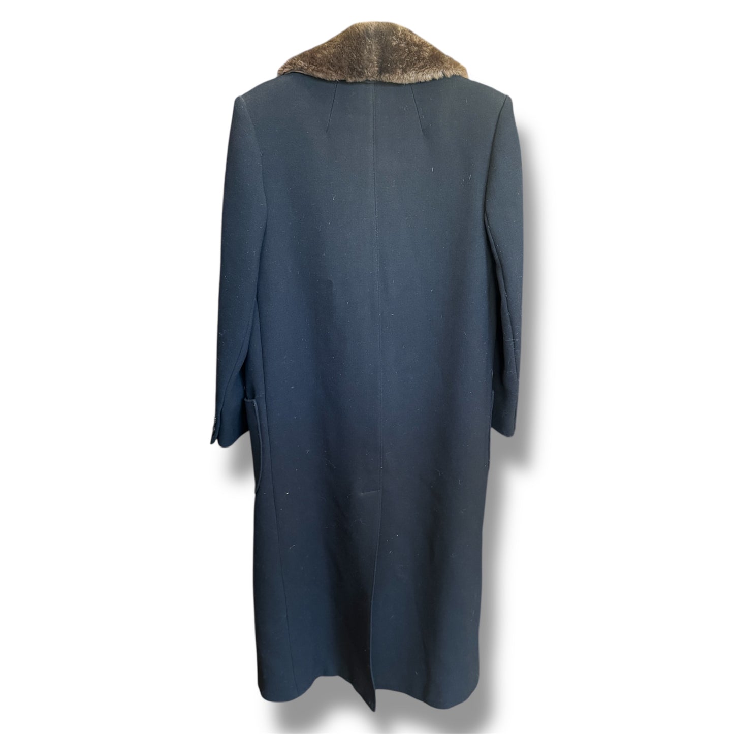 Harve Bernard Vintage Long Wool Fur Collar Black Coat Size 12