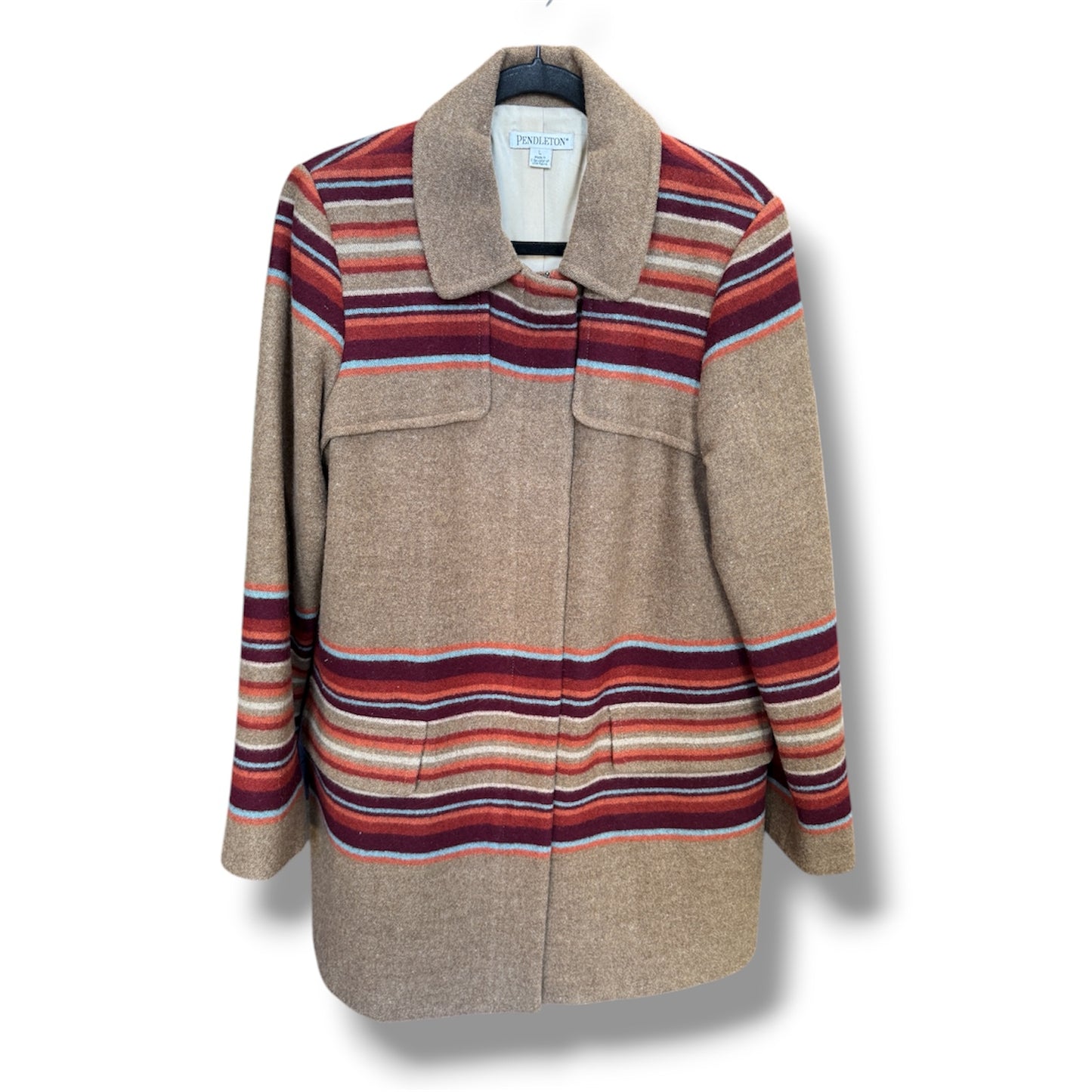 Pendleton Striped Virgin Wool Coat Size Large