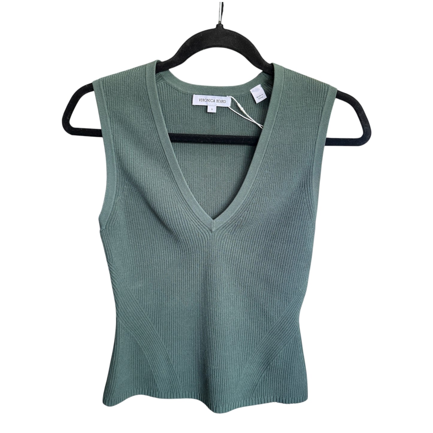 Veronica Beard Sid Knit V Neck Tank in Green Size Small