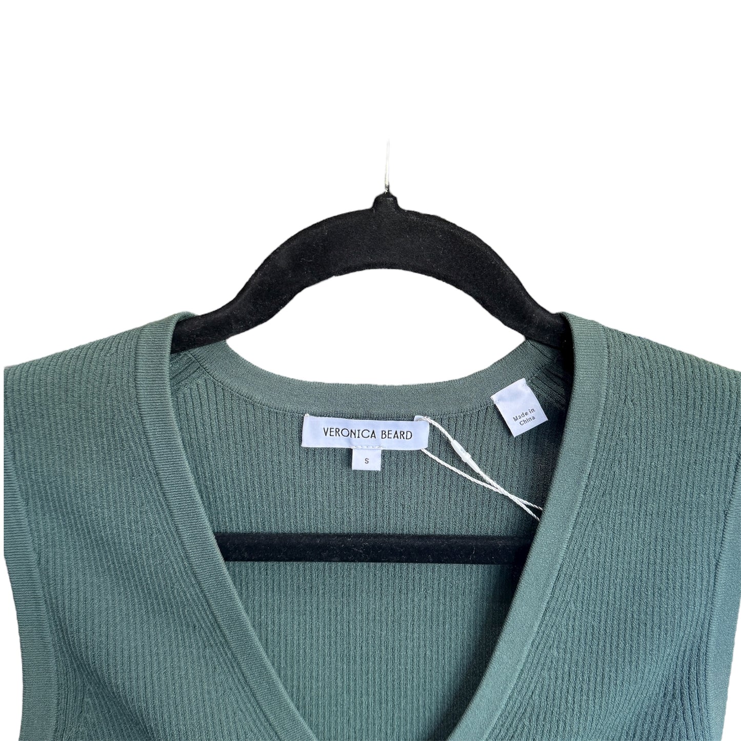 Veronica Beard Sid Knit V Neck Tank in Green Size Small