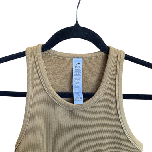 ALO Seamless Ribbed Warm Nights Dress Golden Olive size XS