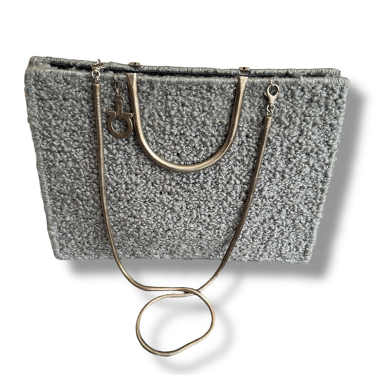 Salvatore Ferragamo Gray Wool Handbag Tote