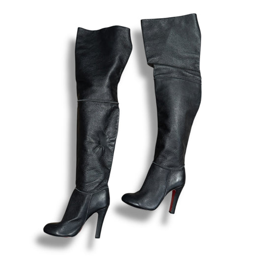 Christian Louboutin Thigh High Black Leather Boots Size 39