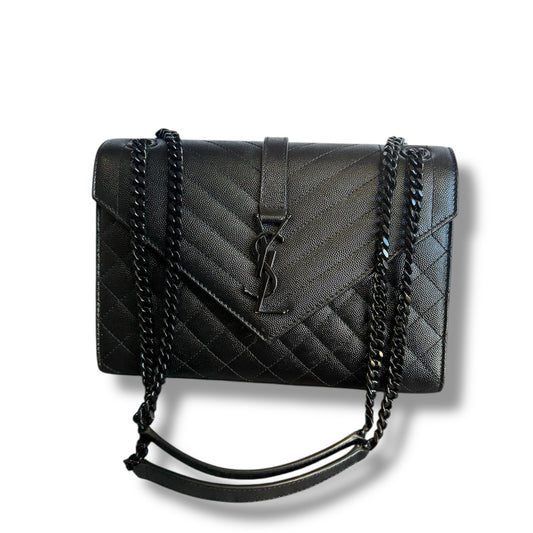 Saint Laurant Monogram Matelasse Leather Shoulder Bag Medium Black