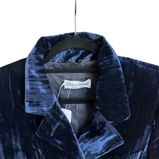Dolce & Gabbana Midnight Blue Velvet Blazer Size 42 IT