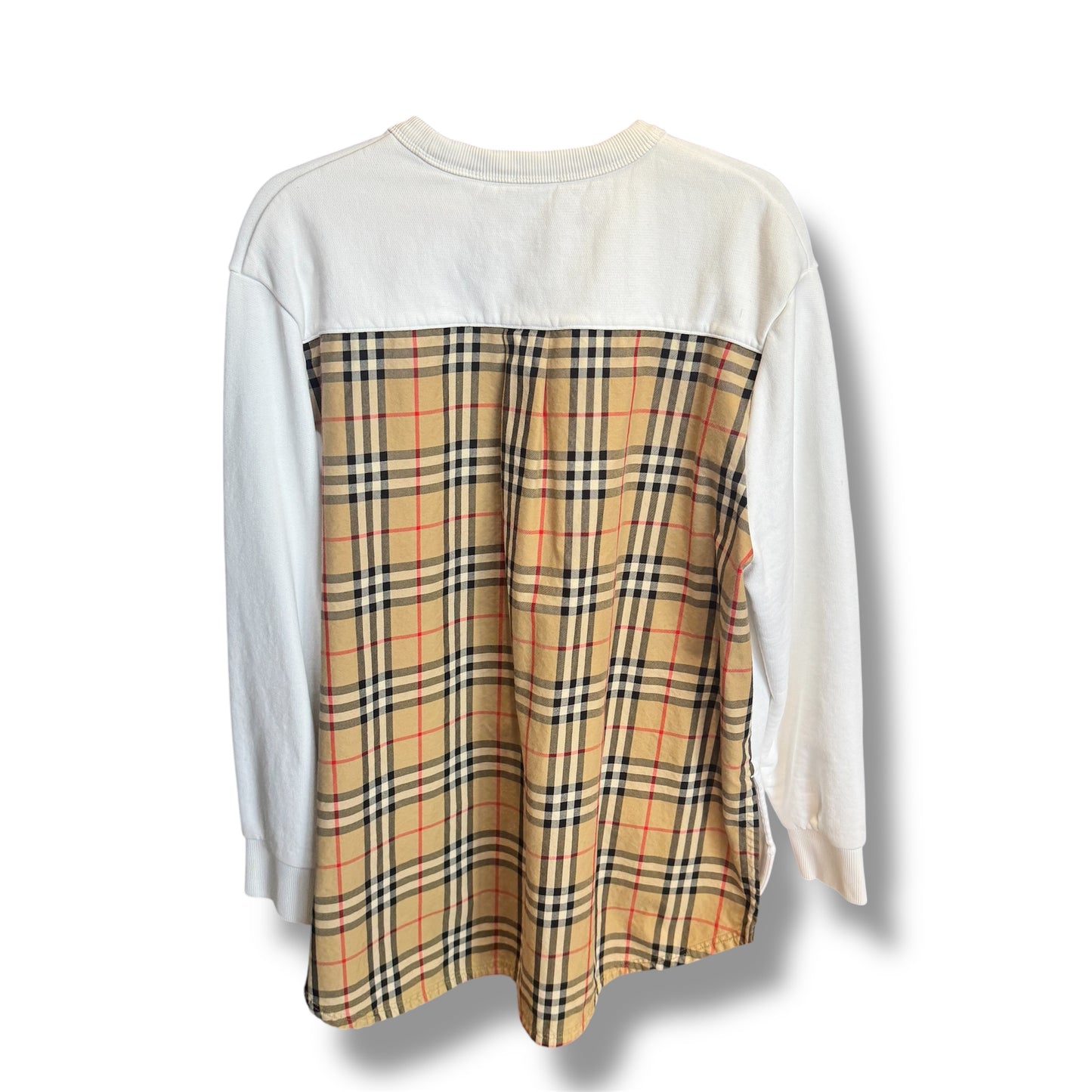 Burberry Bailey Check Panel Sweater 'White' Size Small