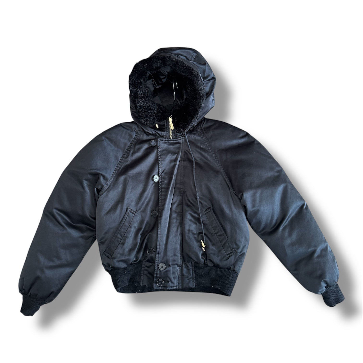 Lauren Ralph Lauren Faux Fur Hood Black Puffer Jacket Size Small 