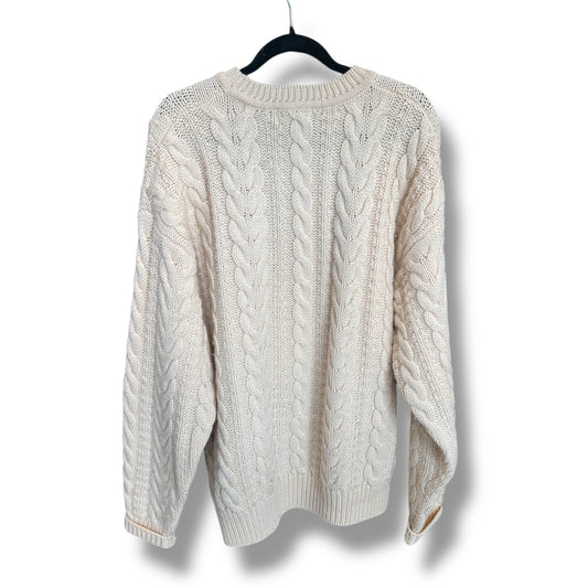 Vintage Abercrombie & Fitch Cable Knit Beige Sweater Men's XL Pure Wool