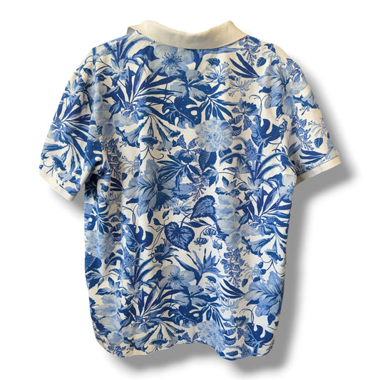 Polo Ralph Lauren Tropical White Floral Cotton Polo Shirt Large Men's