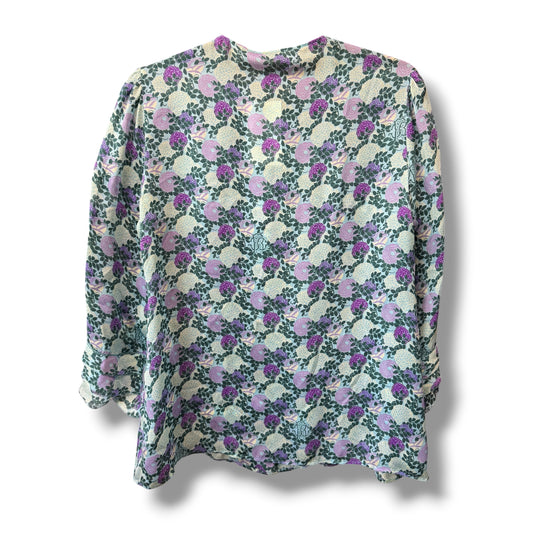 Roberto Cavalli Floral Print Silk Blouse Size 40