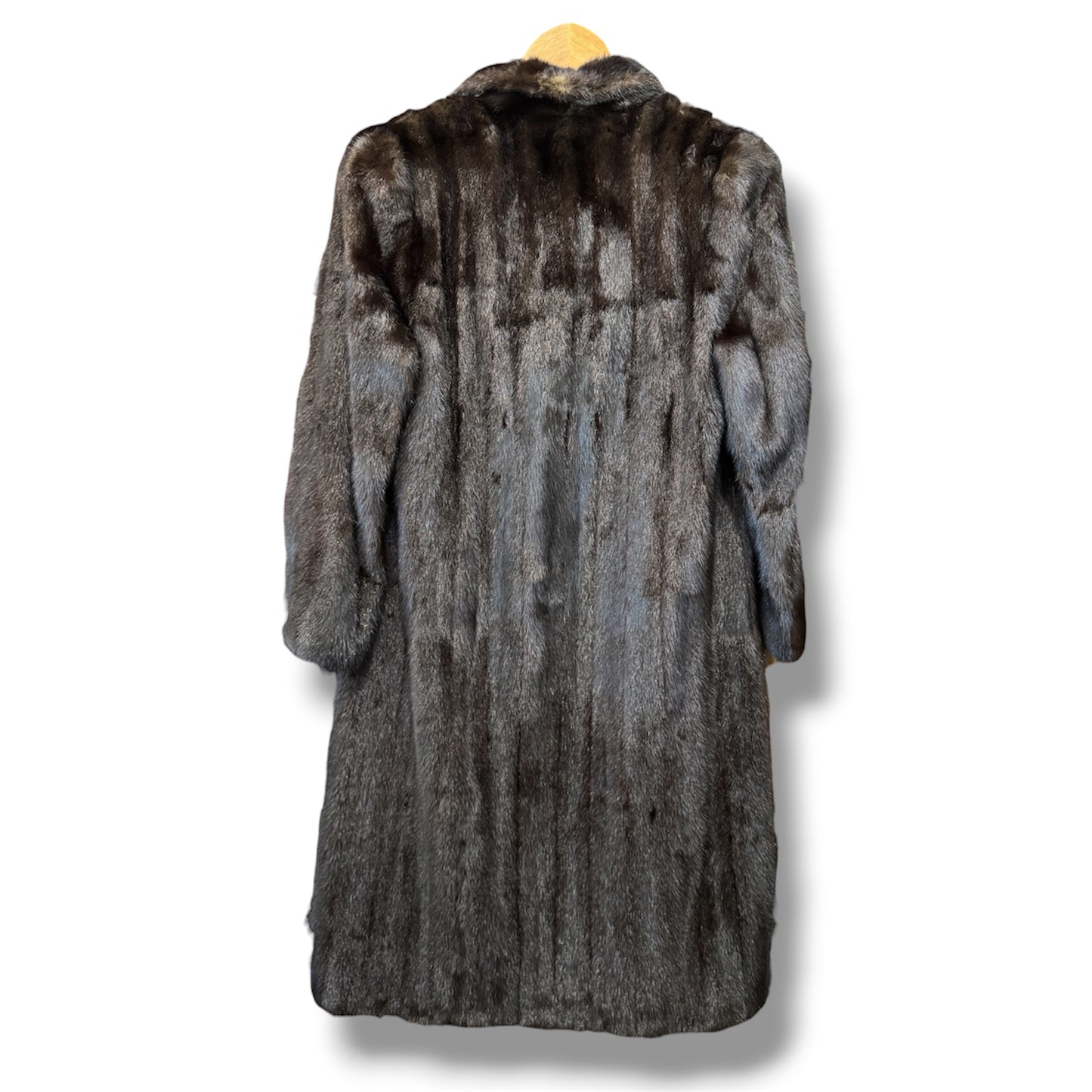 Vintage Full-length Dark Brown Mink Coat Shawl Collar