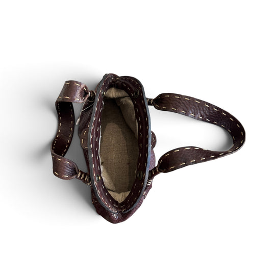 Henry Beguelin Snake Embossed Leather Clutch in Plum