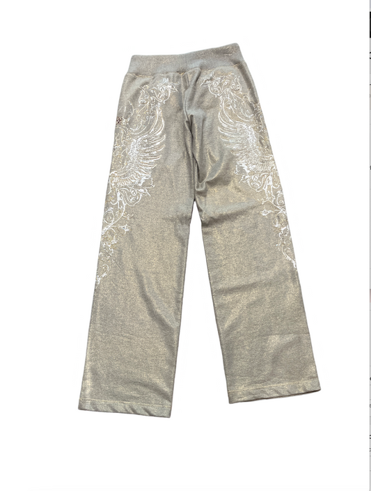 Gizia Embroidered Drawstring Waistband Wide Leg Sweatpants