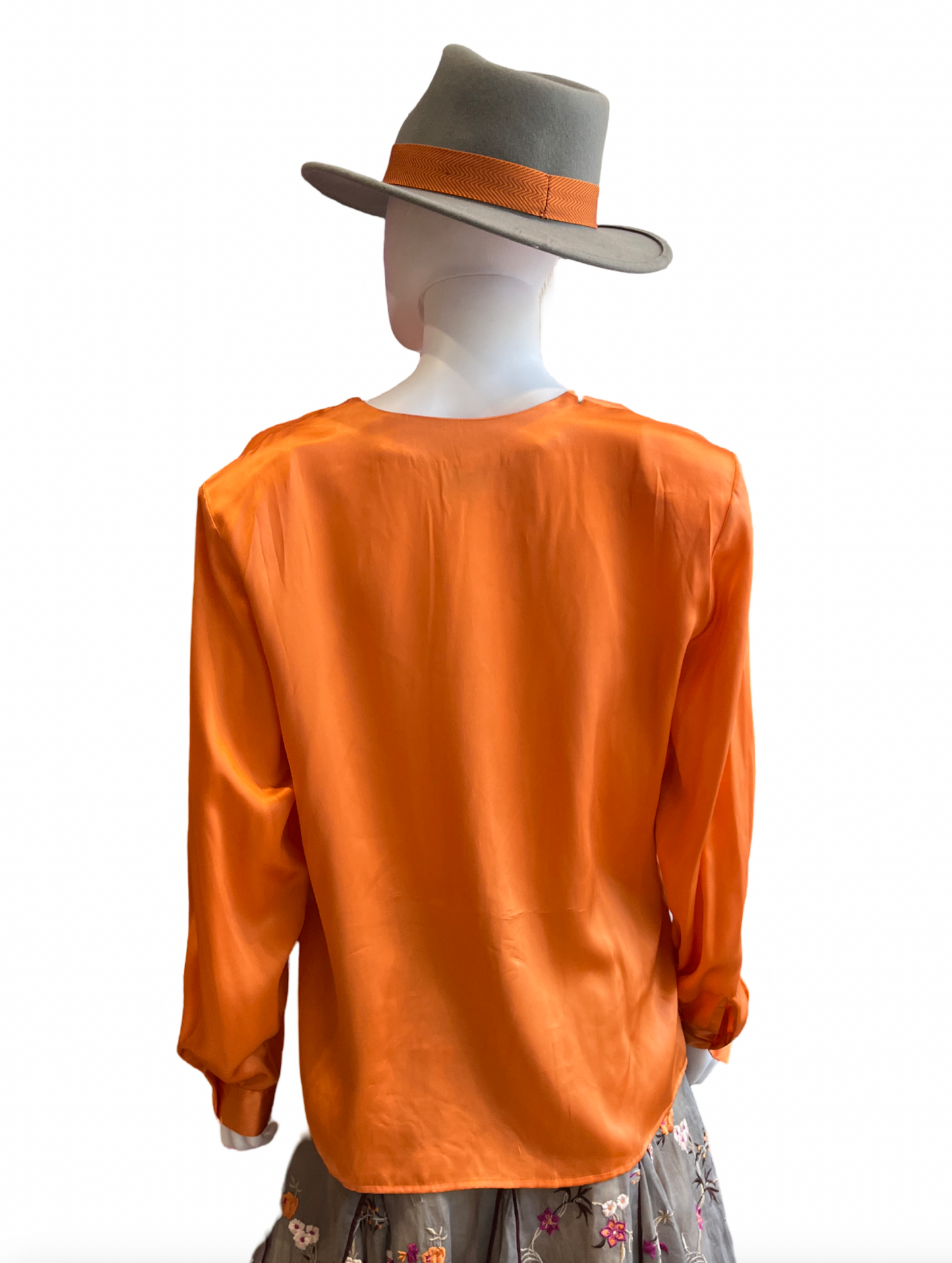 Vintage august silk orange top size 10/40