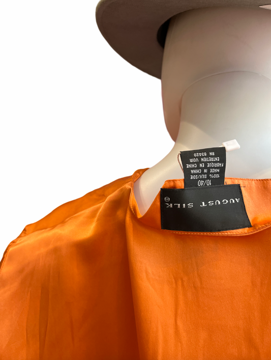 Vintage august silk orange top size 10/40