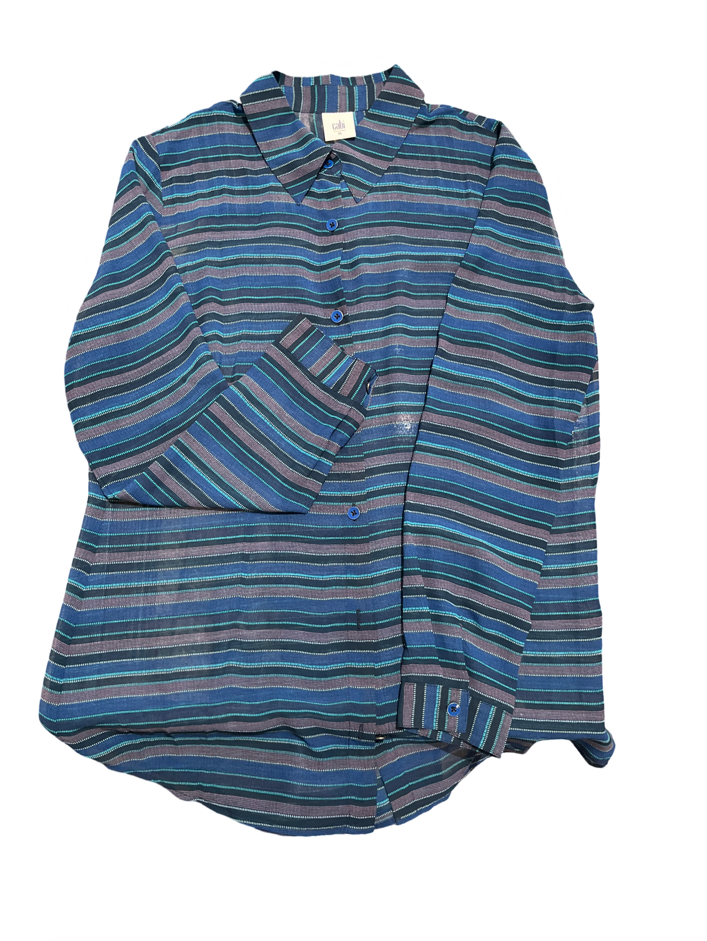 Cabi Blue Sheer Button Down Shirt Blouse