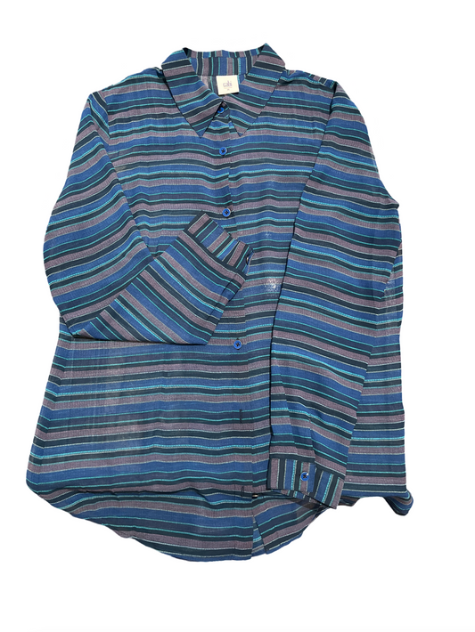 Cabi Blue Sheer Button Down Shirt Blouse