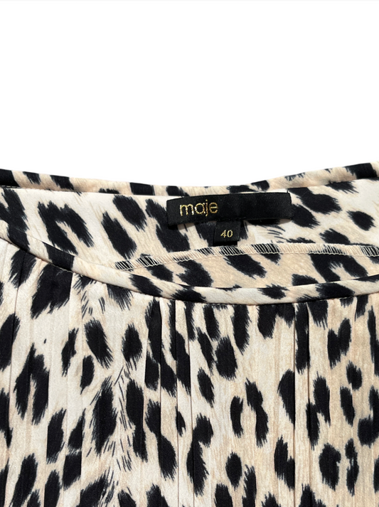 Maje Rockline Pleated Animal Print Dress /40