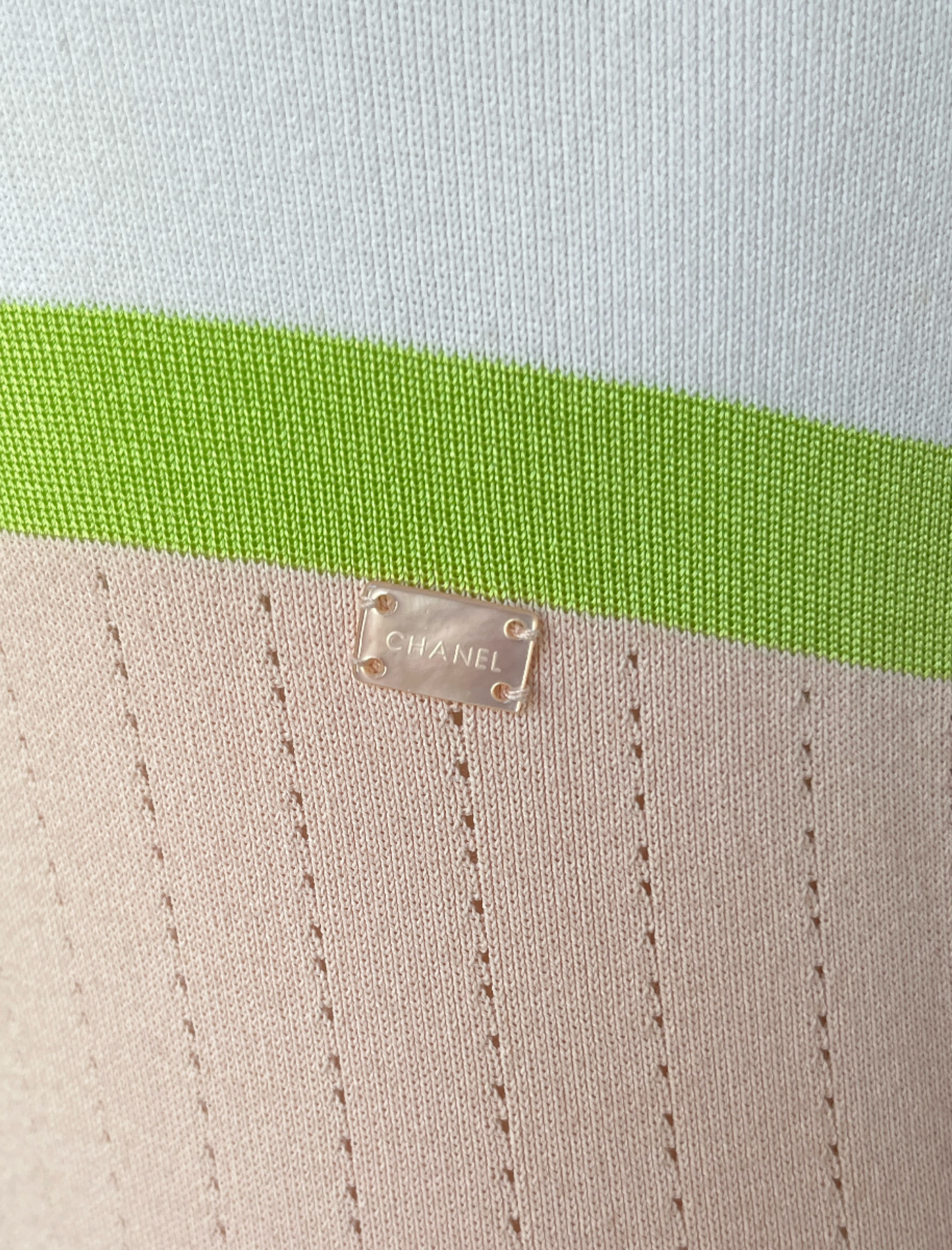 Chanel White, Green, and Pink Simple Dress