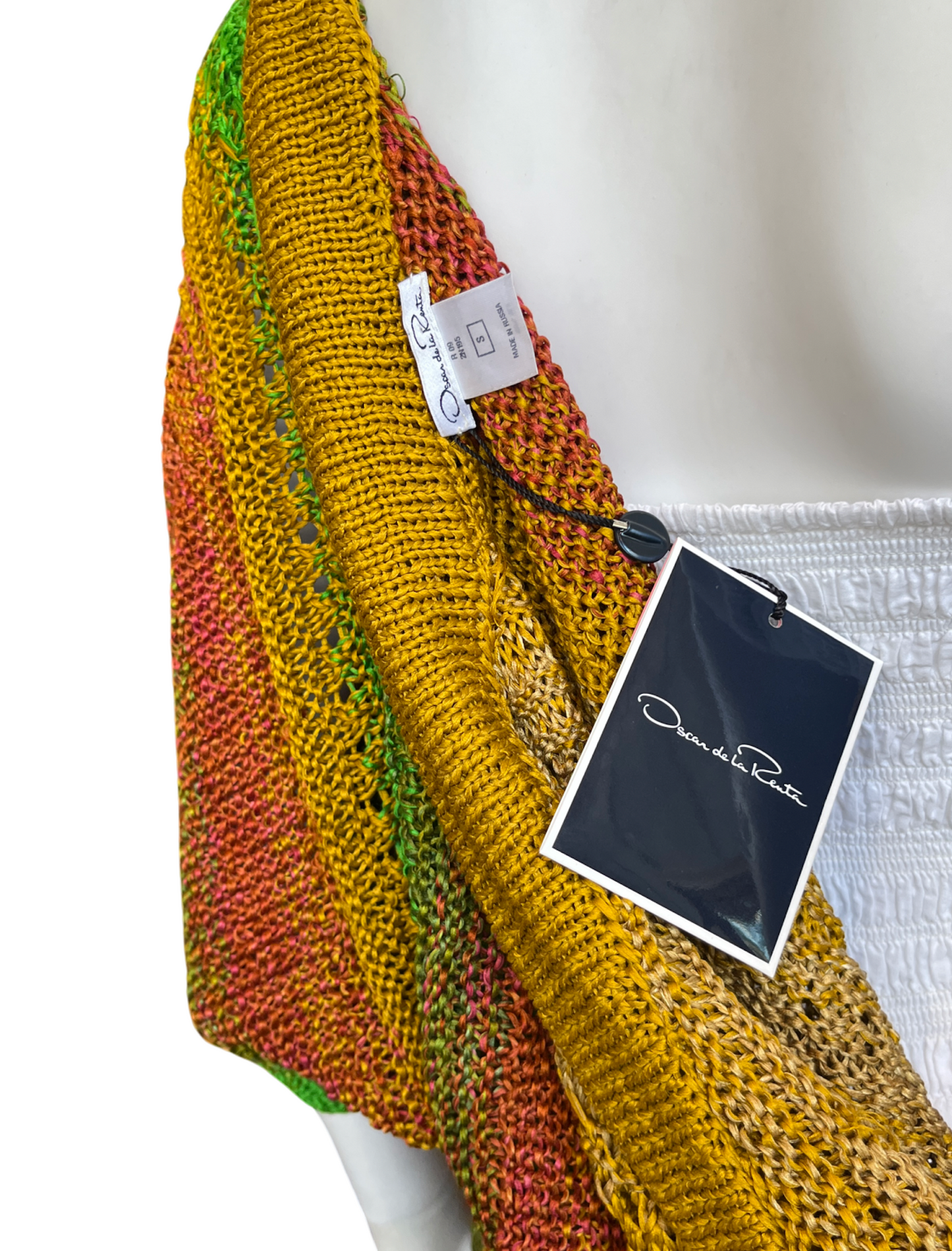 Oscar De La Renta Green-Yellow Ombre Silk Knit Cardigan /S