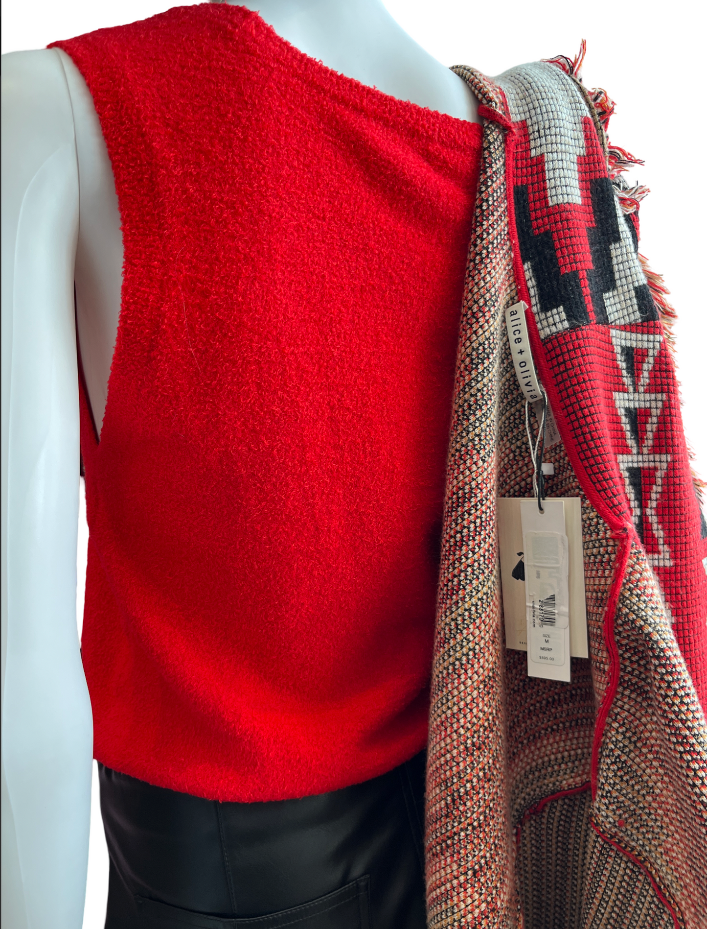 Alice + Olivia Red Astrid Long Cardigan Size Medium