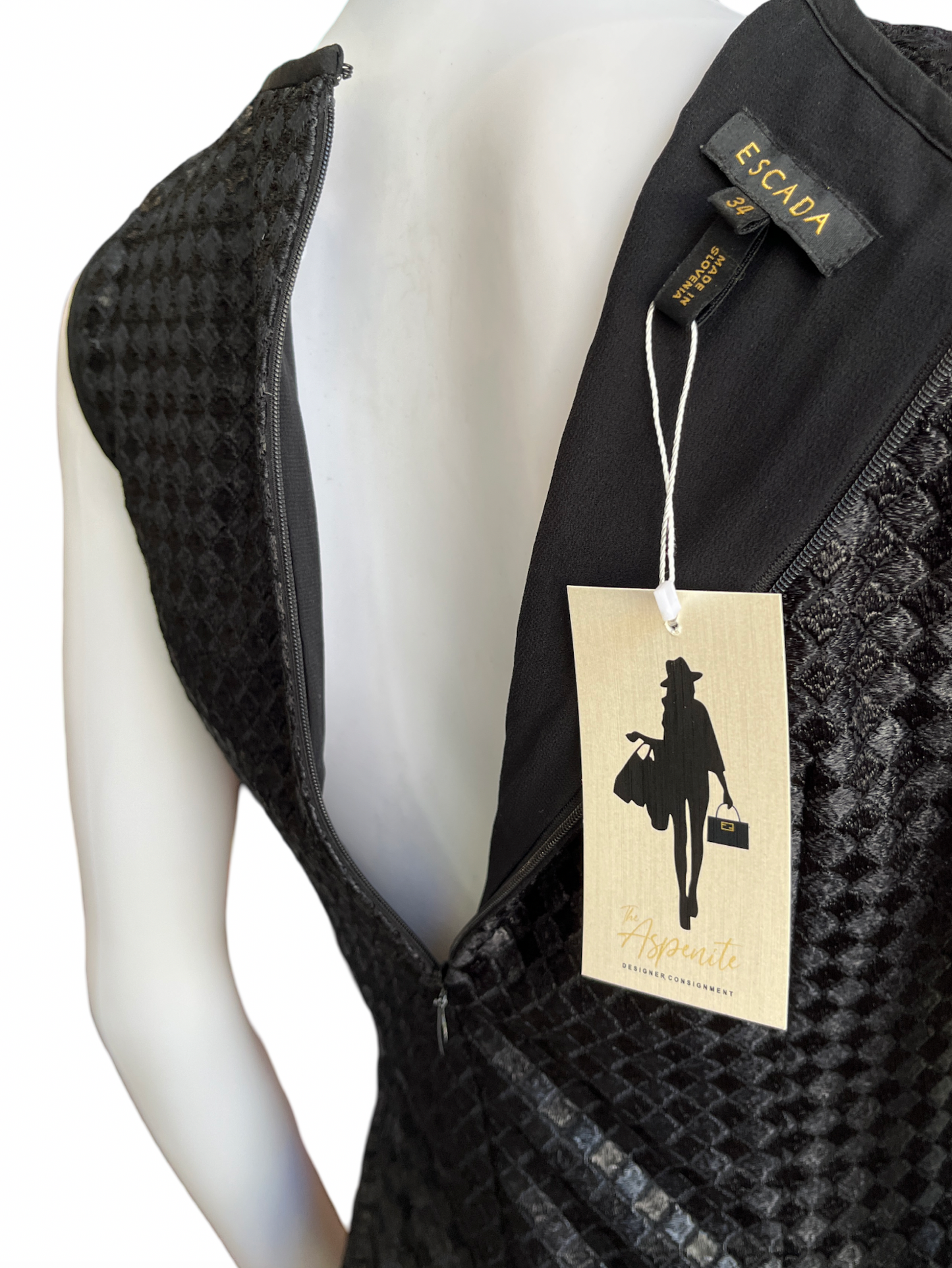 Escada Metallic Diamond Prin Shift Dress /34