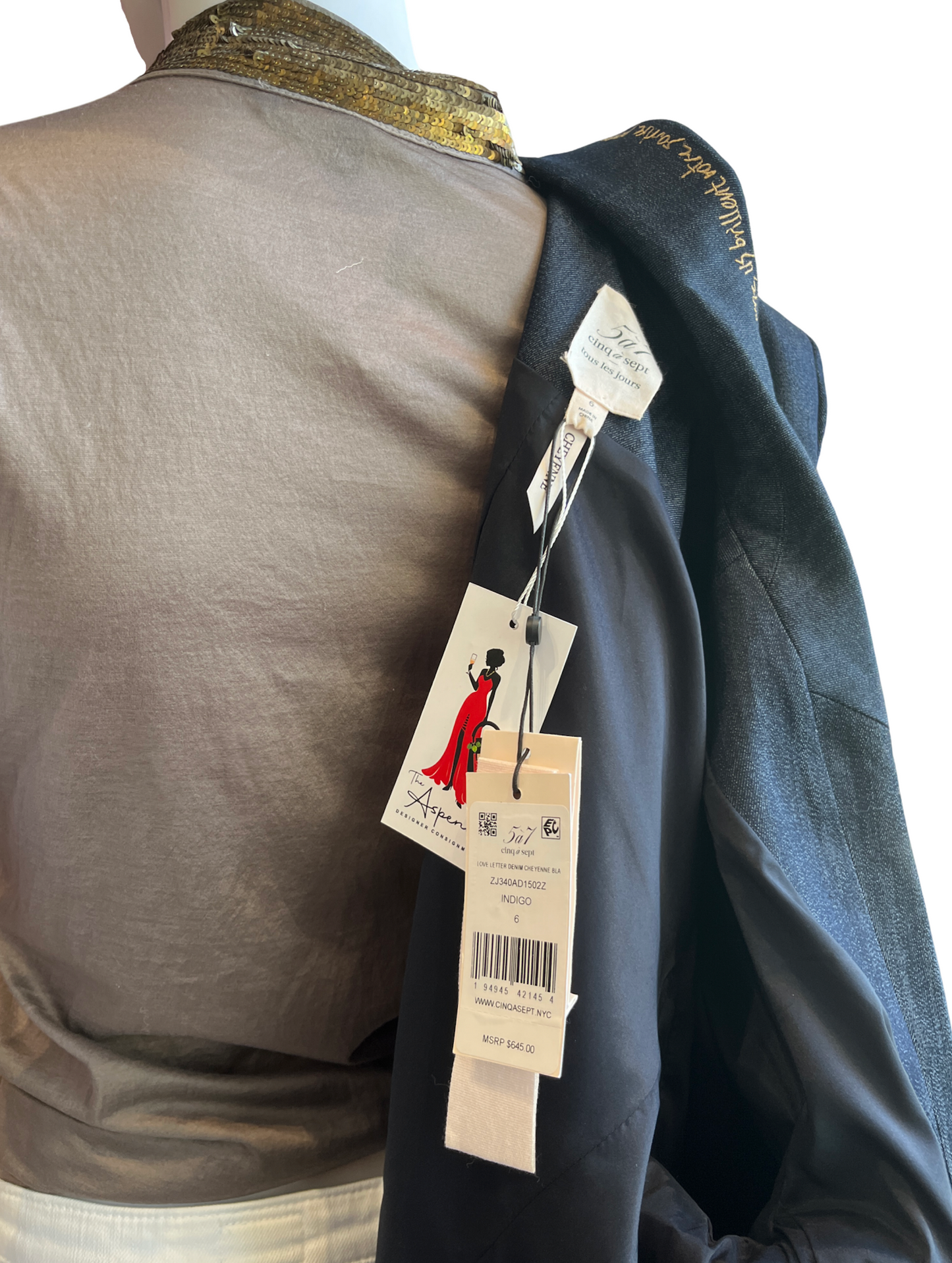 Cinq a Sept Cheyenne Love Letter Embellished Denim 6