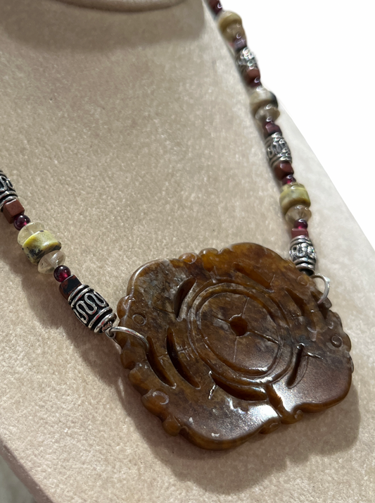 Vintage Carved Stone Necklace