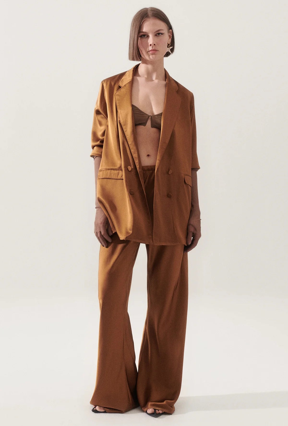 Silk Laundry Relaxed Blazer Van Dyke Brown