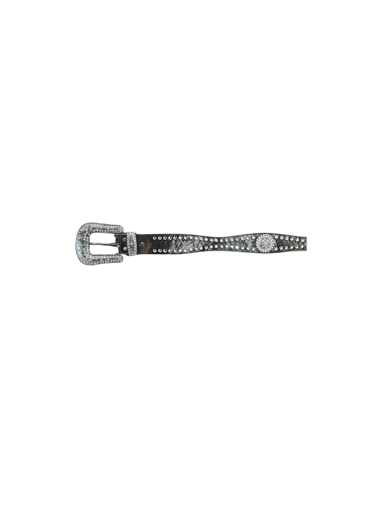Blazin Roxx Rhinestone  Belt Grey Leather Adjustable Medium