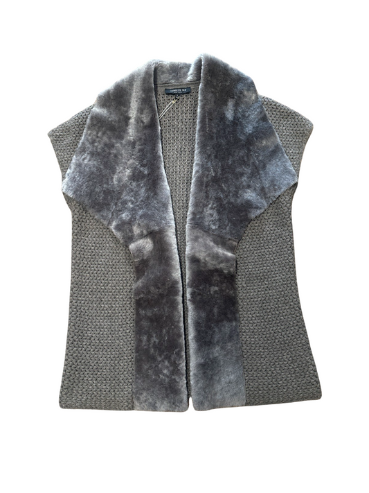 Lafayette 148 New York Genuine Shearling Collar Cashmere Cardigan