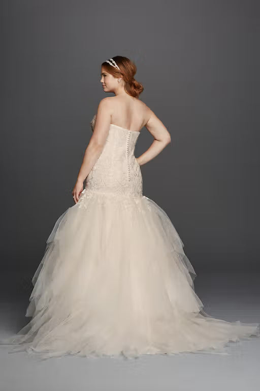 Oleg Cassini Strapless Mermaid Wedding Dress Size 8