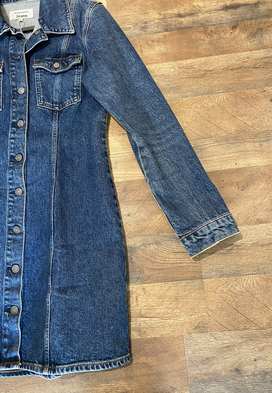 Reformation Jeans Blue Denim Long Sleeve Dress