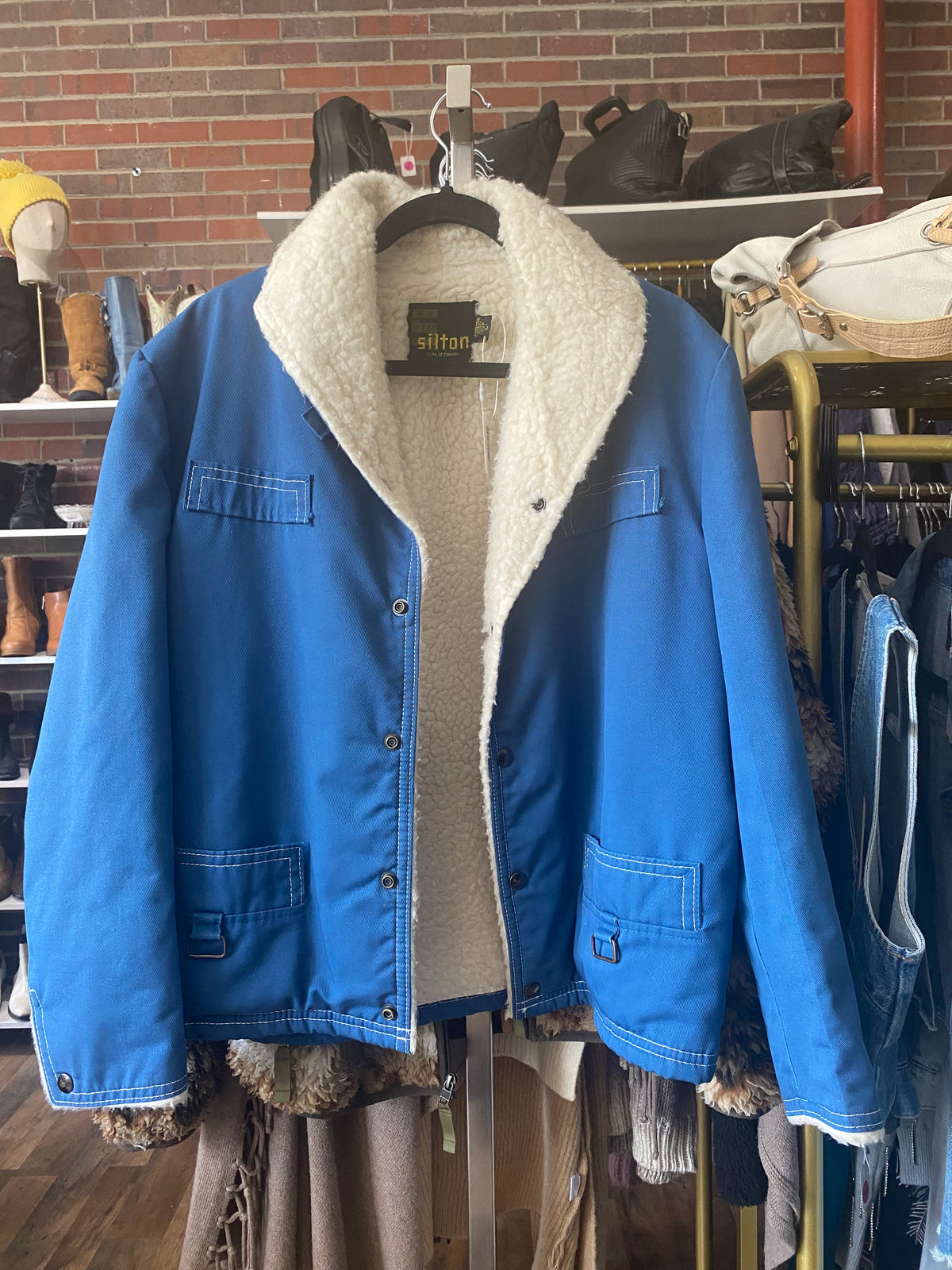 Silton Vintage 1970's roe bucks sherpa lined denim jacket
