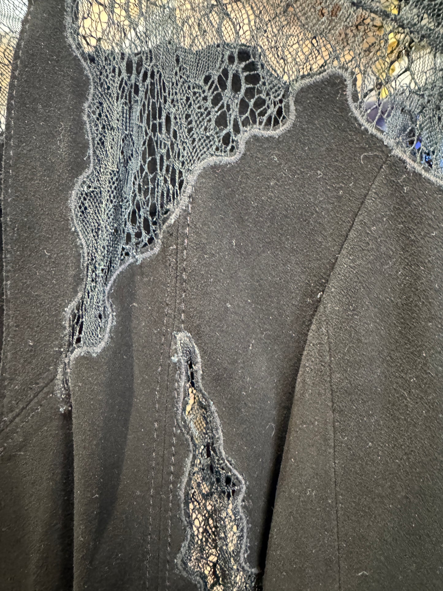 Haute Hippie Suede and Lace Panel Black Bolero