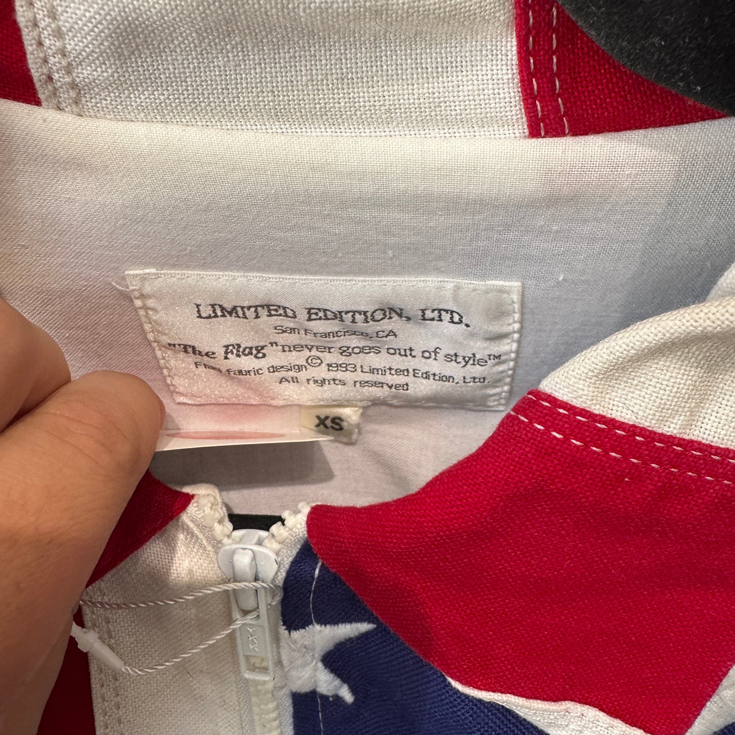 Vintage Limited Edition USA Flag Zip Up Jacket XS