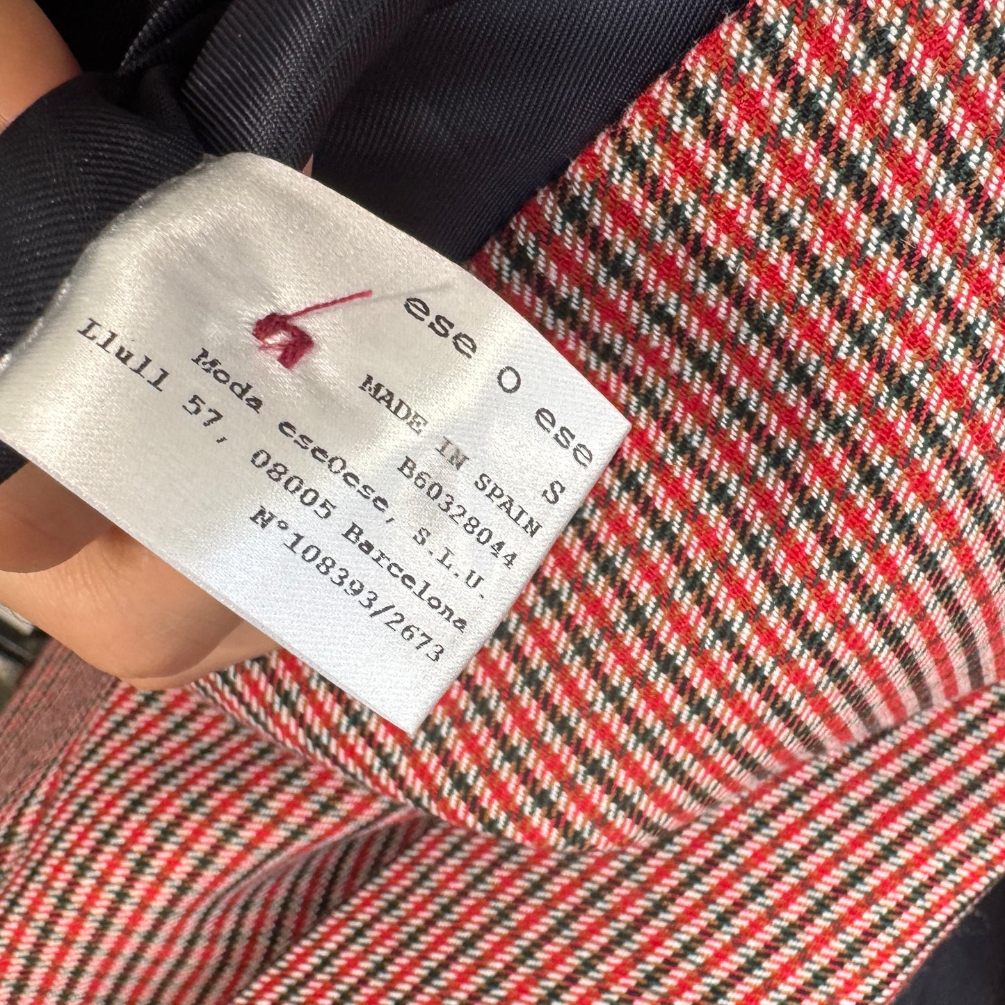 eseOese Double Breasted Red Houndstooth Blazer Size Small