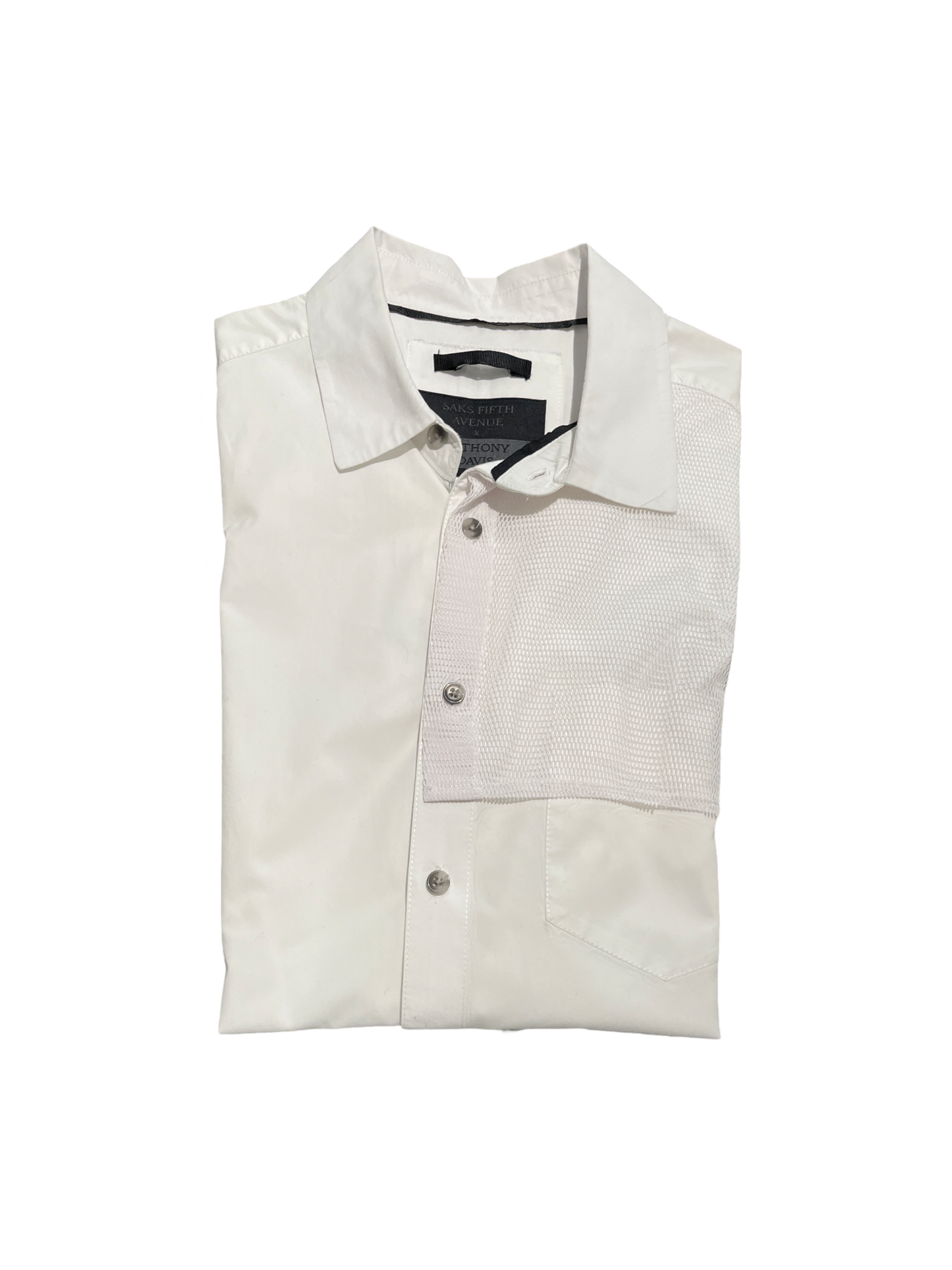 Saks Fifth Ave. Anthony Davis White Sport Shirt Medium