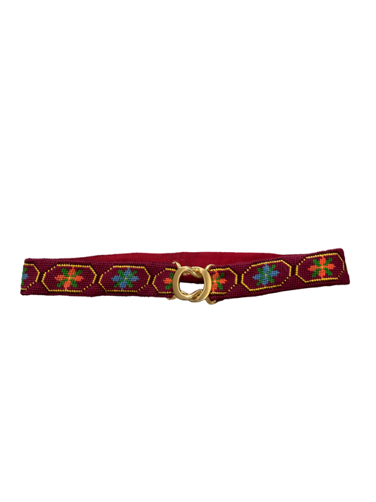 Vintage Colorful Hand-Woven  Embroidered Wool Belt