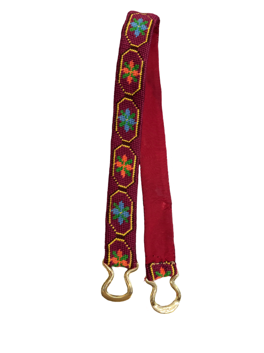 Vintage Colorful Hand-Woven  Embroidered Wool Belt