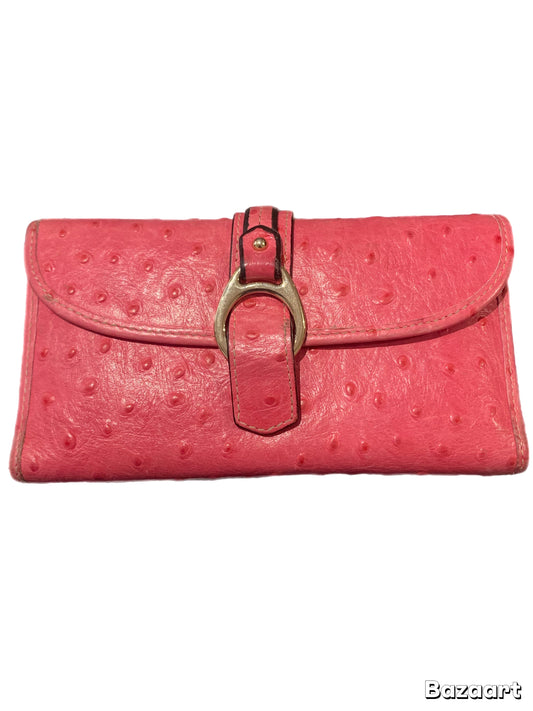 Dooney & Bourke Pink Ostrich Checkbook Wallet